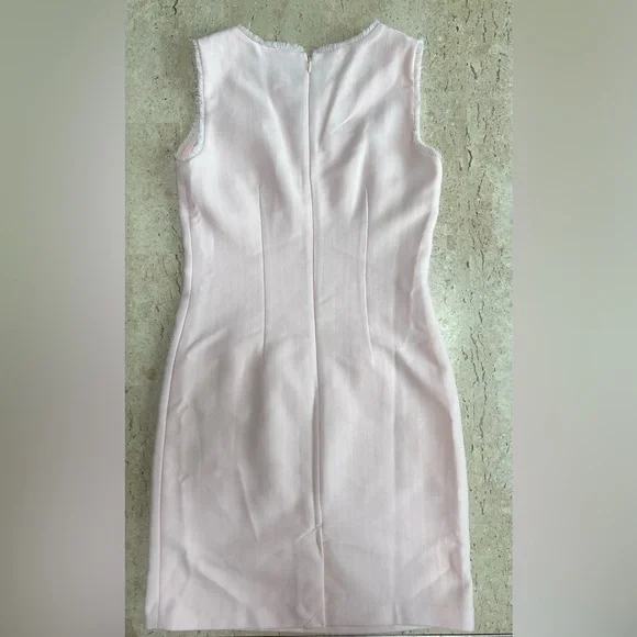 Karl Lagerfeld Pink Sleeveless Tonal Tweed Pocket Sheath Dress Size 6 - Picture 3 of 9